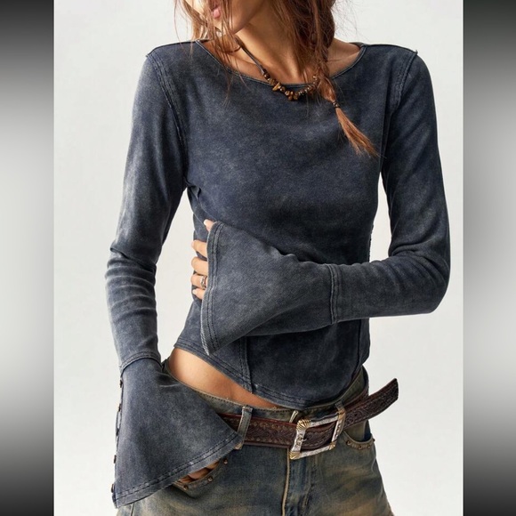 Boho cotton button sleeve detail blouse - Picture 3 of 8